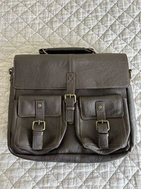 Barbour Brown Leather City Bag Briefcase No Shoulder Strap